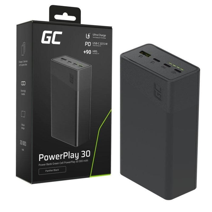 Powerbank 30 000mah, 22.5w, 4 Puertos, Negro