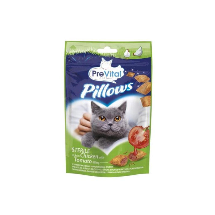 Premio Para Gatos Prevital Sterile Cojines Ricos En Pollo Con Relleno De Tomate  60g