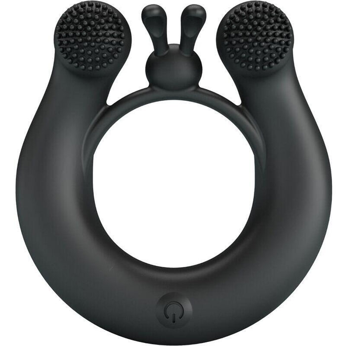 Pretty Love - Dahlia Anillo Vibrador + Estimulador De Clítois 12 Vibraciones Negro
