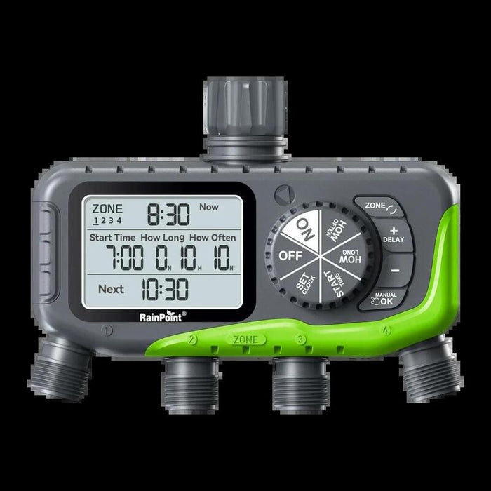 Programador De Riego Rainpoint Ip65 4 Zonas Independientes 4 Pilas Aa Itv447
