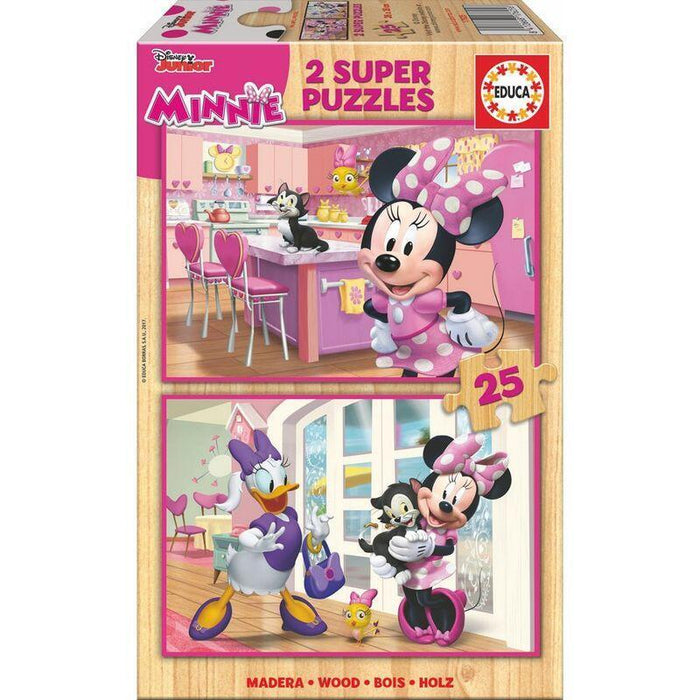 Puzzle Minnie And The Happy Helpers Disney Madera 2x25pzs