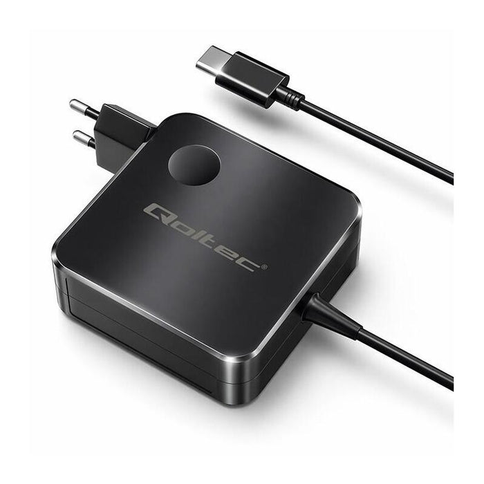 Qoltec 100w Gan Super Fast Mains Charger Usb-C Pd 5-20v 3-5a Laptop Macbook Smartphone 1.8m Cable