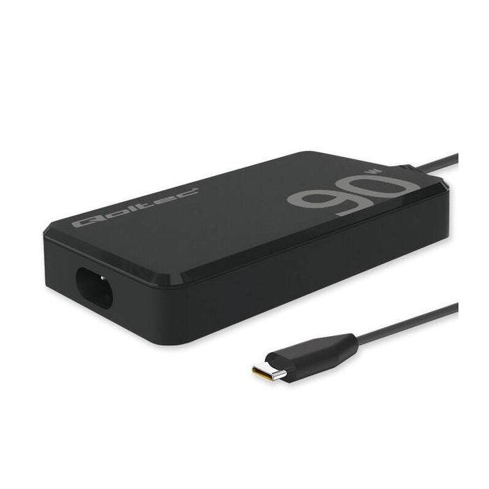 Qoltec 52422 90w Gan Super Fast Slim Power Charger Pd 5v 20v 4.5a Usb C 3.1 Laptop Macbook Smartphone + Cable