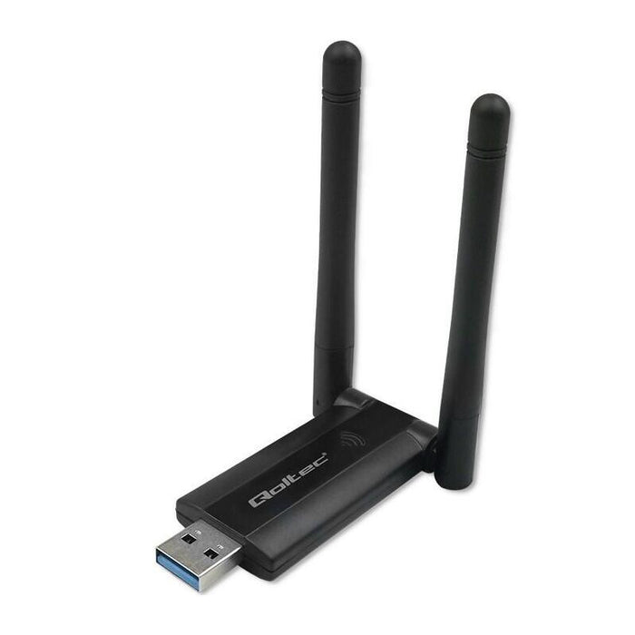 Qoltec 56987 High Speed Dual Wifi Adapter 2 X 2dbi Standard Ac Usb 3.0 1200mbps