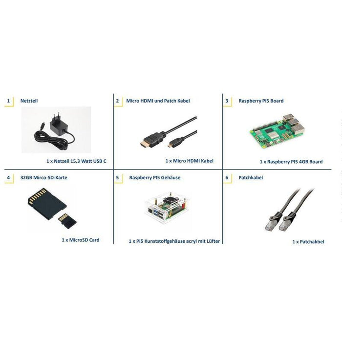 Raspberry Pi 5 4gb Einstieg Kit 4gb Gehäuse Sd-Card 32gb Zubehör