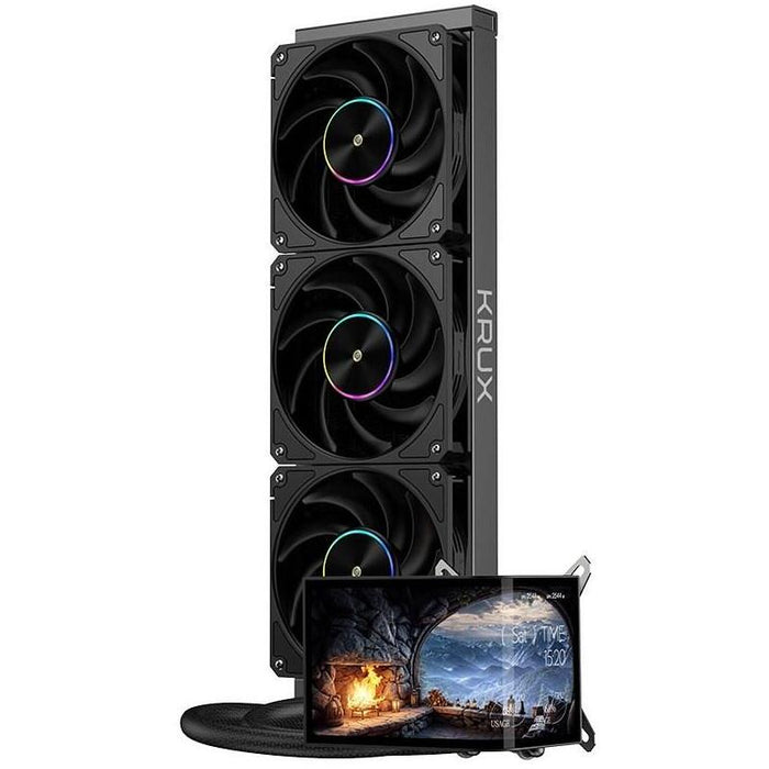 Refrigeración  Liquida Cpu Krux Hydroarc 360 Aio - Cpu  Ips De 6,8" 120 Hz, 3 Ventiladores Argb Pwm De 120 Mm, Radiador De 360 Mm, Usb-C, Intel Amd, Rgb, Potente Refrigeración Cpu
