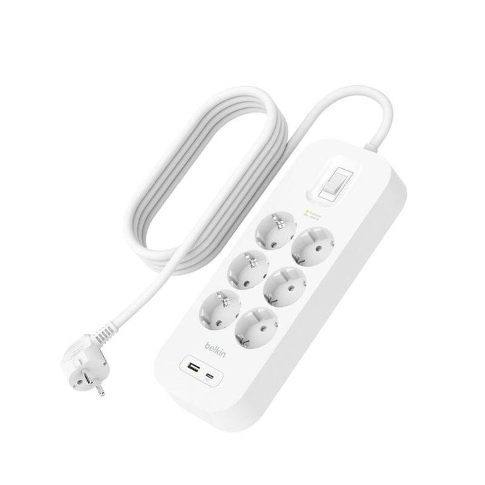 Regleta  Belkin Surge Socket 6-Fold + Usb-A+C,650j,18w,2m Srb002vf2mv2