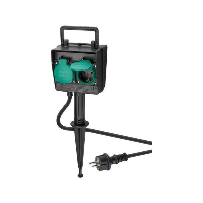 Regleta De  2  Tomas Exterior Ip44 Temporizador Goobay