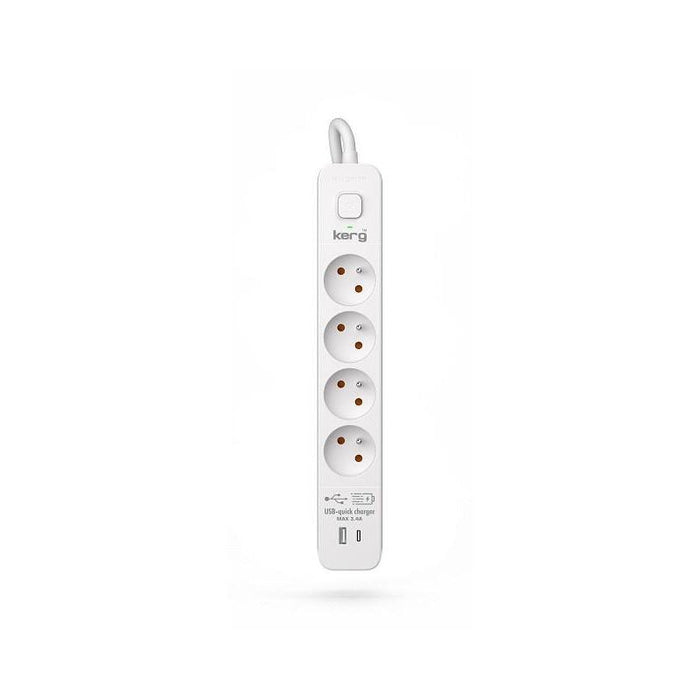 Regleta Kerg Con Disyuntor-4 Tomas Usbc+Usba 16a 3m