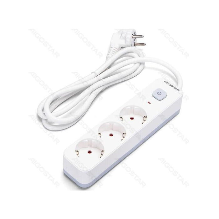 Regleta Protectora Serie L 3 Tomas Con Interruptor 1.5 M Blanca Aigostar