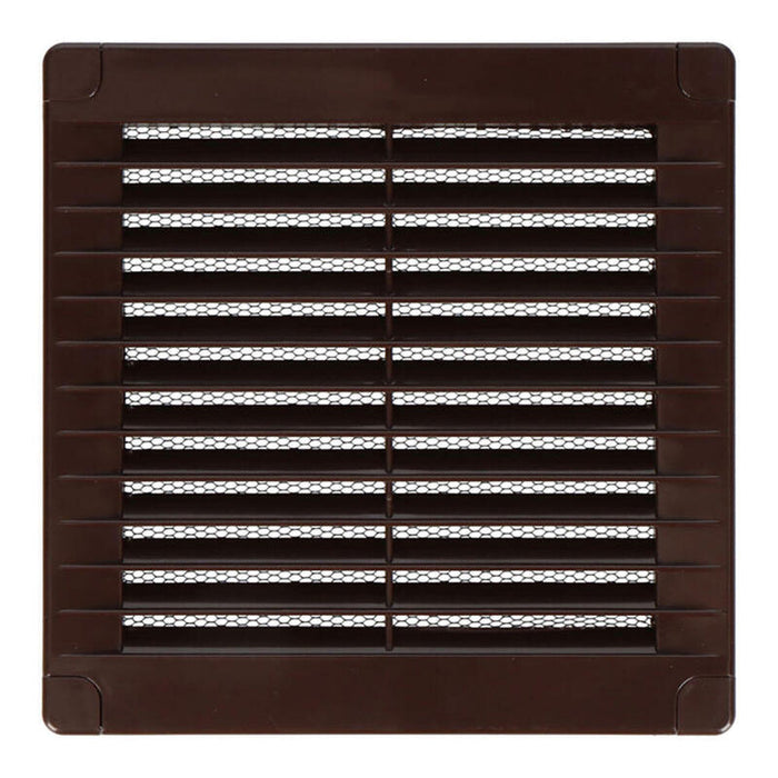 Rejilla Ventilación Cuadrada Con Tapones Y Mosquitera 150x150x7mm Abs Marrón