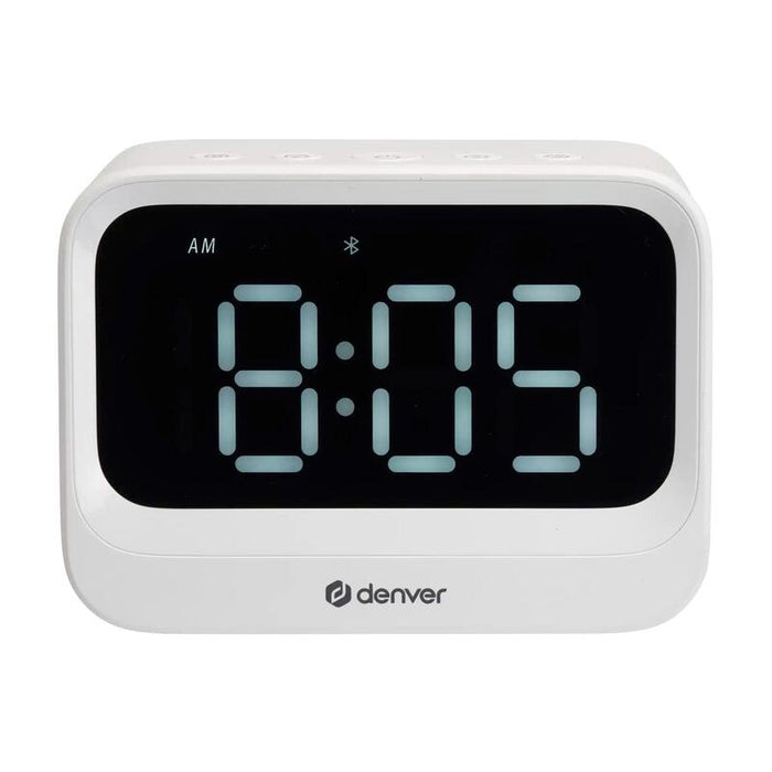 Reloj Denver Ec-54w Blanco Eléctrico Con Altavoz Bluetooth Y Función De Doble Alarma