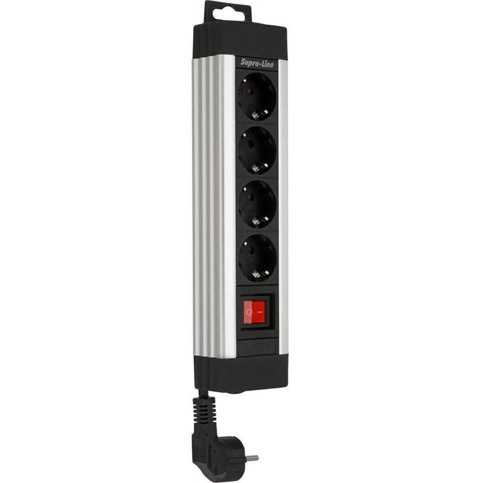 Rev Steckdosenleiste 4-Fach 1,9m Supraline M. Schalter Silber Regleta