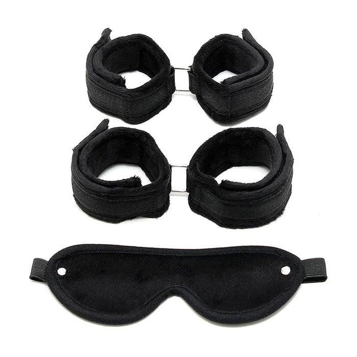 Rimba Bondage Play Set De Esposas Para Muñecas Y Tobillos Color Negro