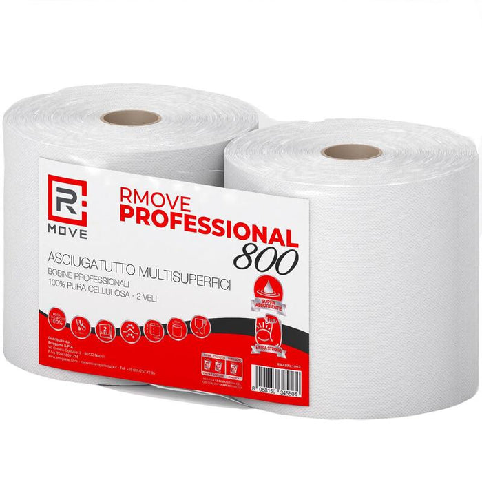 Rmove Bobina Doppia Professionale 800 2 Veli Pura Cellulosa