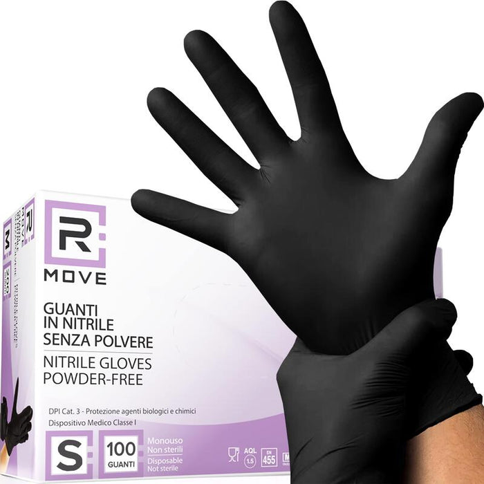 Rmove Guanti Nitrile Nero Sp 1cnf/100pz Tg S