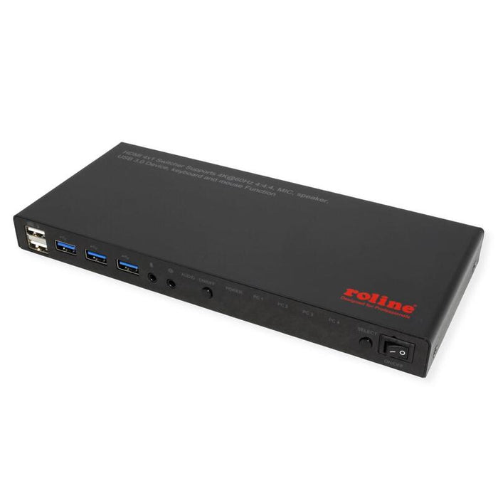 Roline Kvm Switch, Hdmi 4k, Usb, 1 User - 4 Pc, Mit 3-Port Usb-Hub