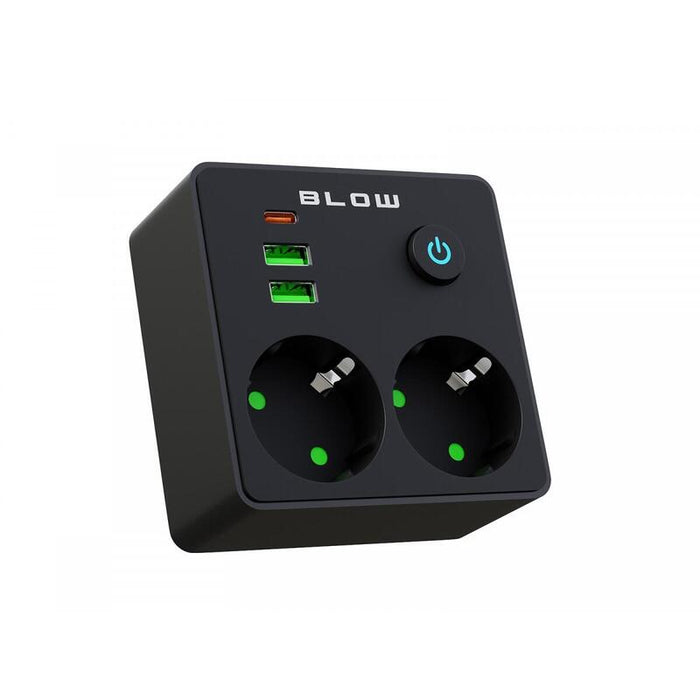 Rozgaleznik R-20 Pr 2-Gniazda + 2usb + Usb-C Czarny