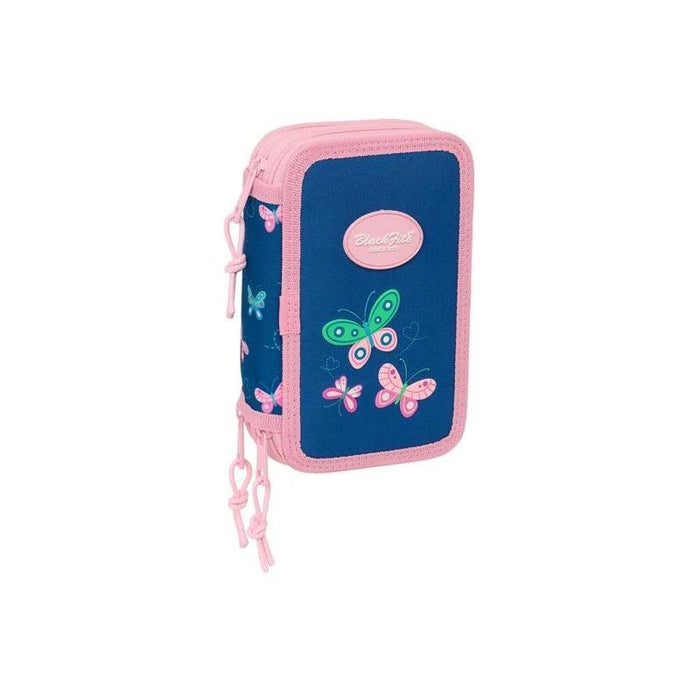 Safta Blackfit8 Mariposas Plumier De 3 Pisos - 37 Piezas - 1.3l - Goma - Lapiz - Boligrafos - Sacapuntas - Reglas - 16