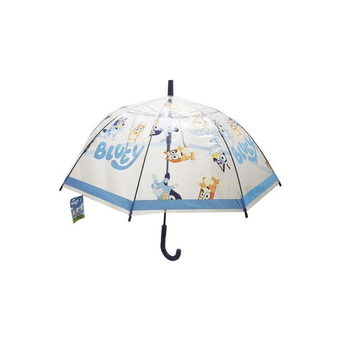 Safta Bluey Paraguas Manual De 76cm - 8 Paneles - Asa Y Punta De Pvc - Poe Transparente - Nervios De Acero De 8mm -