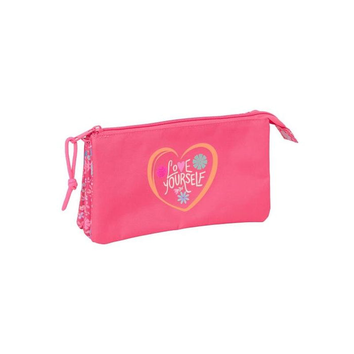 Safta Feeling Estuche Portatodo - 3 Compartimentos - 22x12x3cm - Rosa