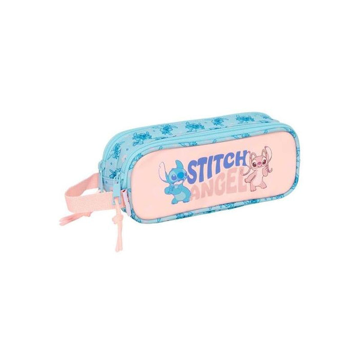 Safta Stitch Ohana Portatodo - 2 Compartimentos Con Cremalleras - Asa Lateral - 1l - 210x60x80mm - Azul Claro