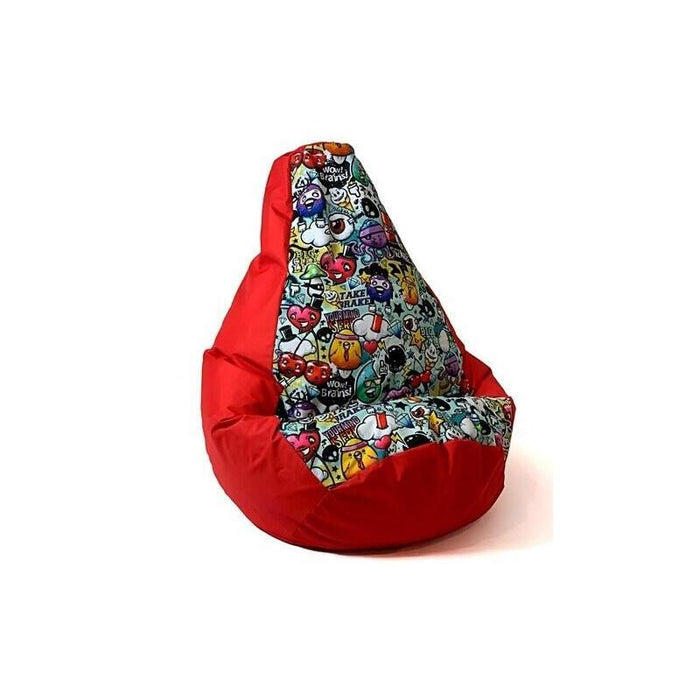 Sako Bolso Puf Peral Estampado Rojo-Graffiti Xl 130 X 90 Cm