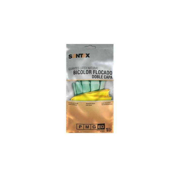 Santex Guantes De Latex Talla L - Doble Capa - Interior Algodon Flocado - Palma Y Dedos Texturizados - Conforme (Ue)