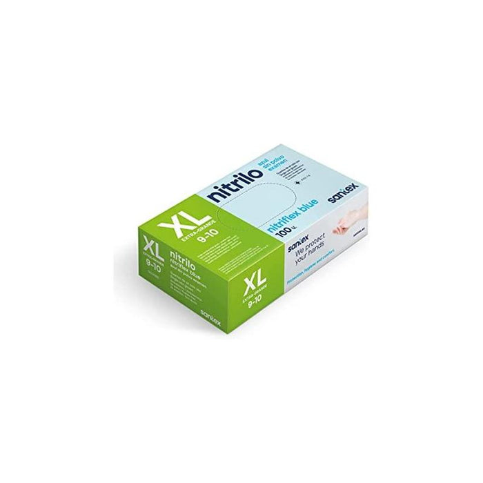 Santex Pack De 100 Guantes De Nitrilo Talla Xl - Sin Polvo - Libre De Latex - Ambidiestros - No Esteriles - Color Azul