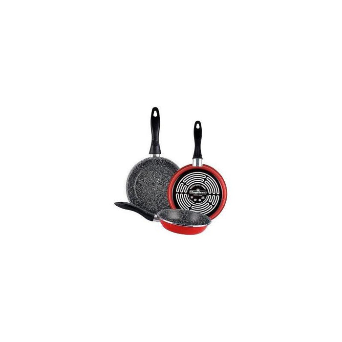 Sarten Magefesa K2 Rojo 24-26-28 Lote Acero Antiadherente Efecto Piedra Todo Tipo Cocinas