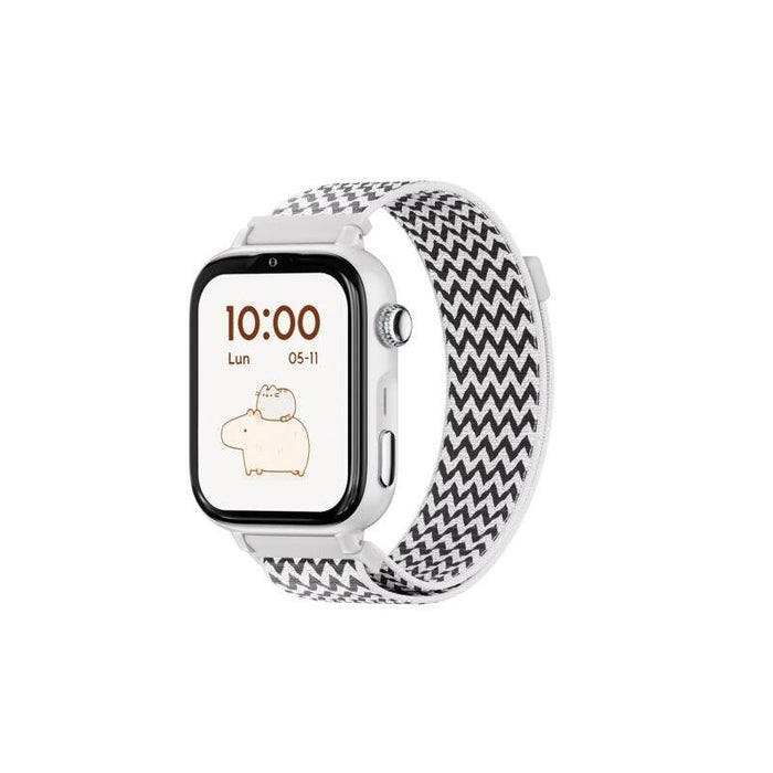 Savefamily Reloj Inteligente Infantil Savewatch Plus 2 - Pantalla Amoled - Carcasa Blanca - Correa Tela Zigzag