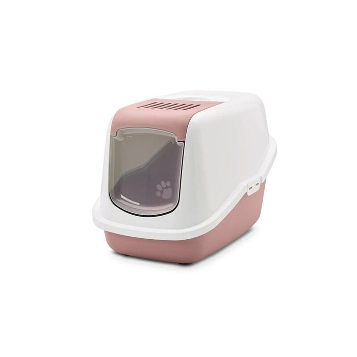Savic Nestor Blanco-Rosa  Arenero Cubierto Para Gatos - 56x39x38,5 Cm - 1 Ud