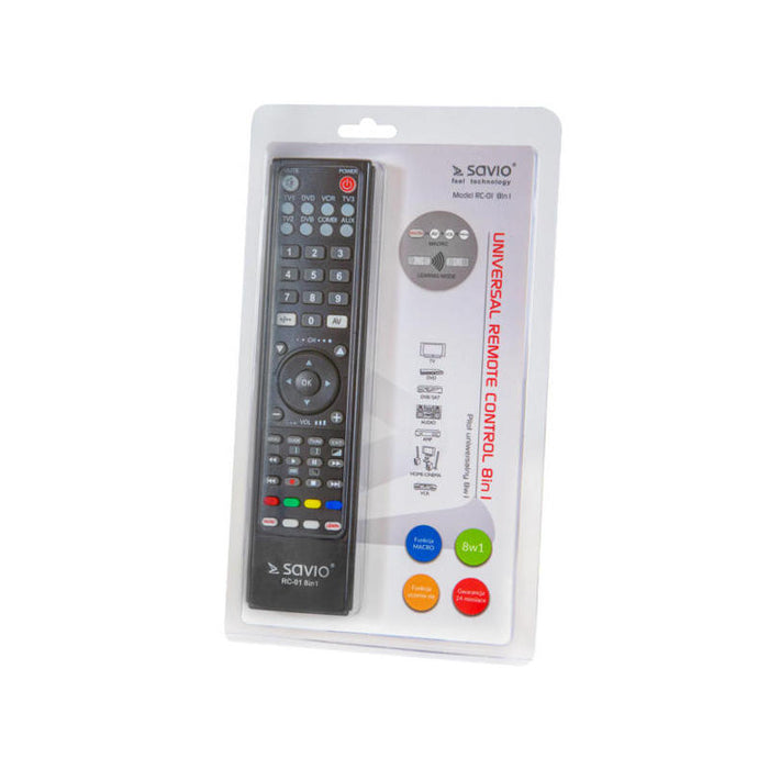 Savio Rc-01 Mando A Distancia Ir Inalámbrico Audio, Dvd/Blu-Ray, Sistema De Cine En Casa, Proyector, Sat, Tv, Vcr Botones