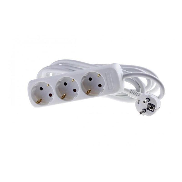Schuko StikdSe Med 3 Udtag  M/Jord, 5,0m Ledning, Hvid