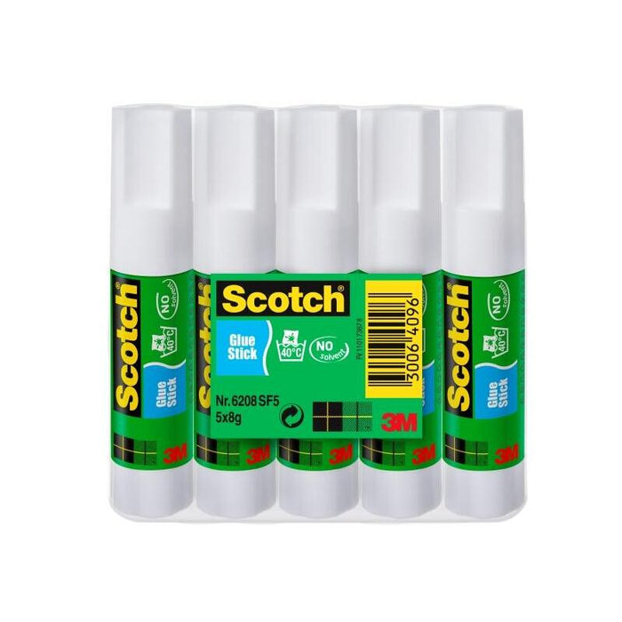 Scotch Pack De 5 Pegamentos En Barra Adhesivo Solido - 8gr Por Unidad - Transparente