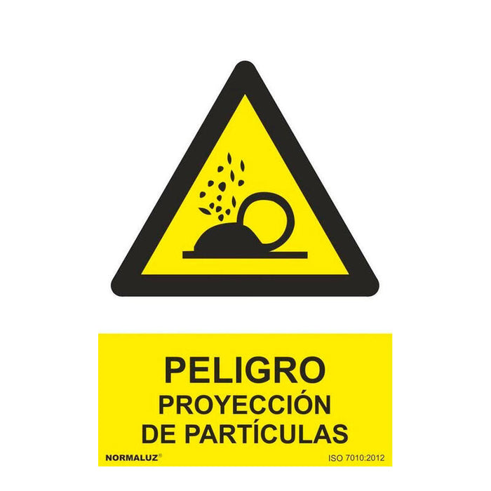 Señal Peligro Proyección De Partículas, Pvc, 21 X 30 Cm