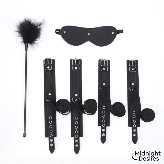 Set Bondage Con Esposas, Antifaz Y Pluma Estimuladora