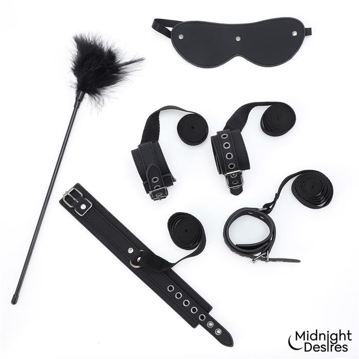 Set Bondage Con Esposas, Antifaz Y Pluma Estimuladora