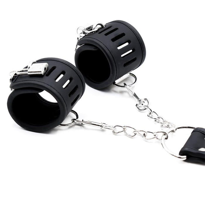 Set De Collar Con Esposas Y Para Muñecas Cuero Vegano