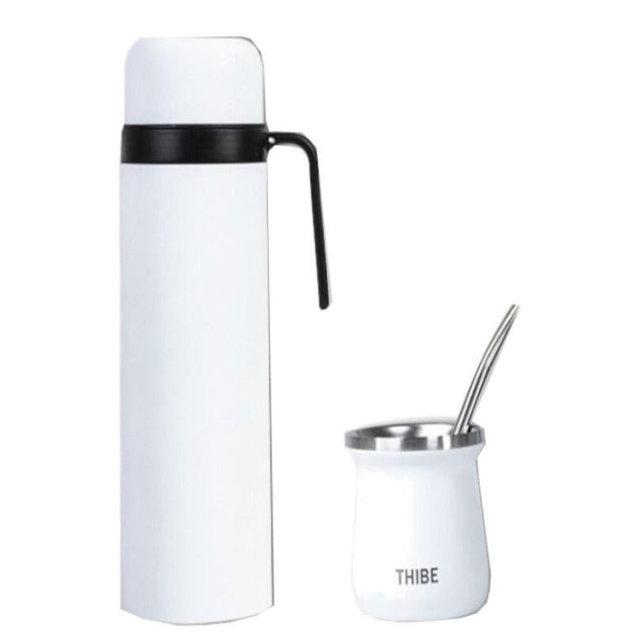 Set De Termo Mate Bombilla Y Calabaza Blanco