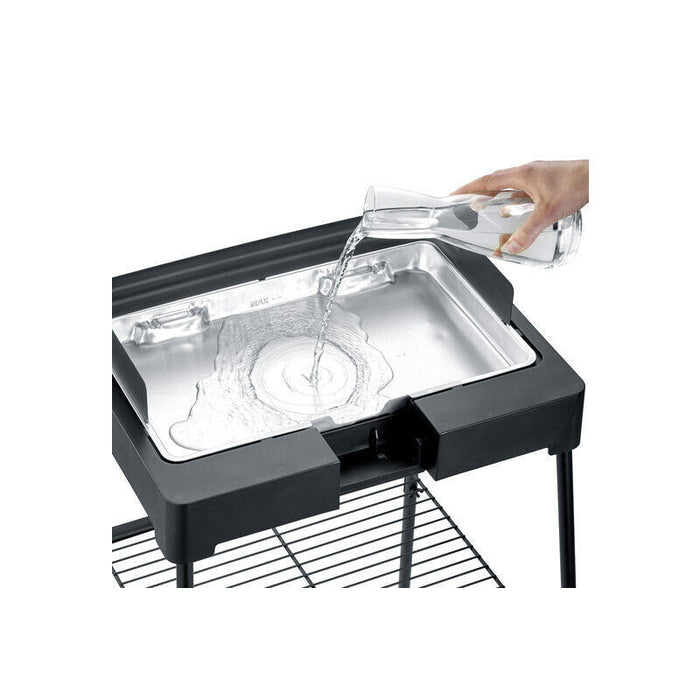 Barbacoa Severin  De Pie Con Parrilla De Acero Inoxidable Y Estante De Rejilla, Parrilla Eléctrica Con Arranque Rápido, Mini Barbacoa Sin Riesgo De Quemaduras, Negro, Pg 8566