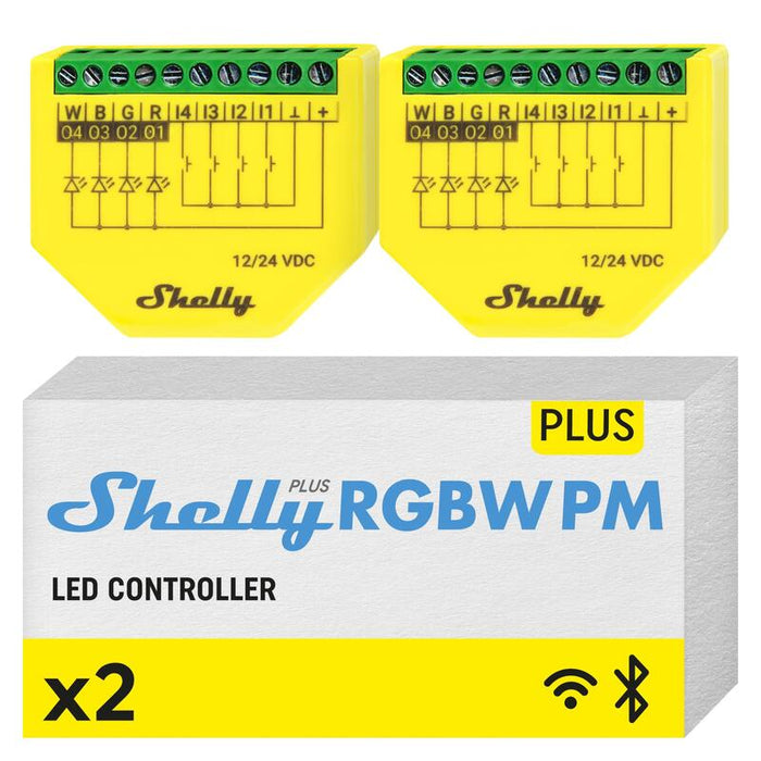 Shelly · Empotrado · Plus Rgbw Pm · Pack De 2 · Led Controlador De Iluminación · Wlan · Bt
