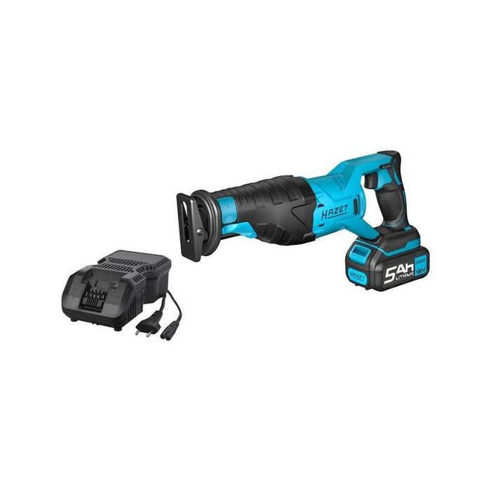 Sierra De Sable A Batería Hazet 9234-1, 18 Voltios Azul/Negro, Batería De Iones De Litio 5,0 Ah
