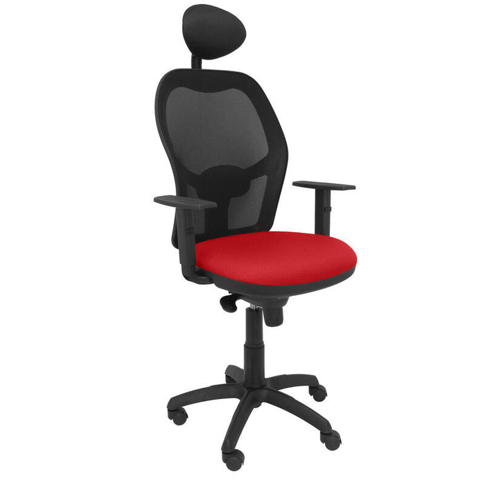 Silla Jorquera Malla Negra Asiento Bali Rojo Con