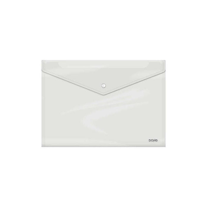 Sobre Pack De 10 Unidades Dohe Con Cierre De Broche - Tamaño Folio Plus Apaisado - Polipropileno Cristal Transparente