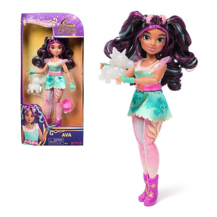 Spin Master Unicorn Academy - Muñeca Disfrazada Ava De 24 Cm De Altura, Con Pelo Real, Ropa Y Accesorios Removibles 6072649