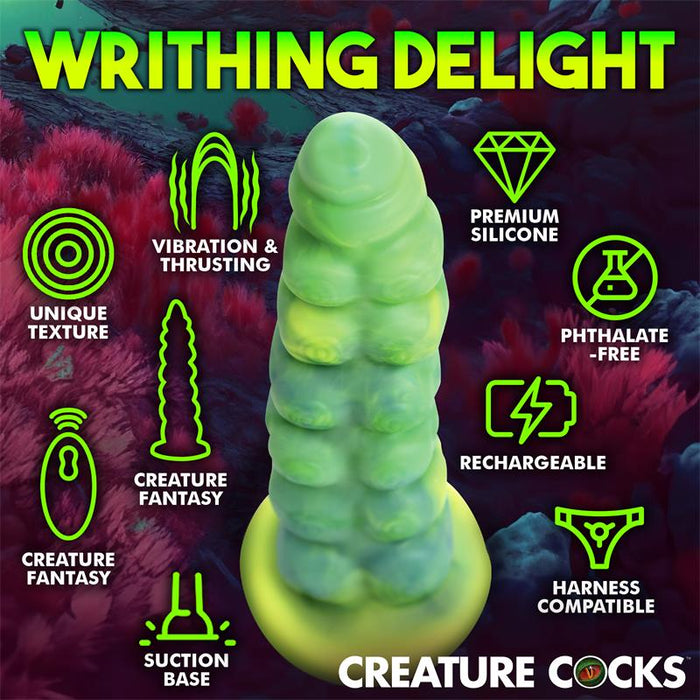 Squirmer Dildo Con Thrusting Y Vibración Control Remoto Silicona