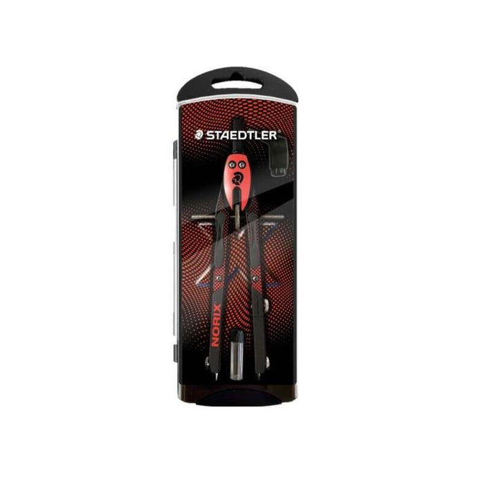 Staedtler Norix 555 Compas Metalico Escolar De Precision - Mecanismo Pulsador Y Ajuste Por Rueda Central - Color