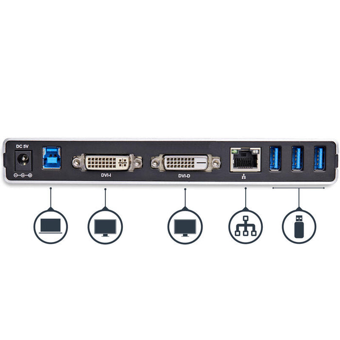 Startech Docking Station Usb 3.0 Para Dos Monitores Con Dvi Y Soporte Vertical