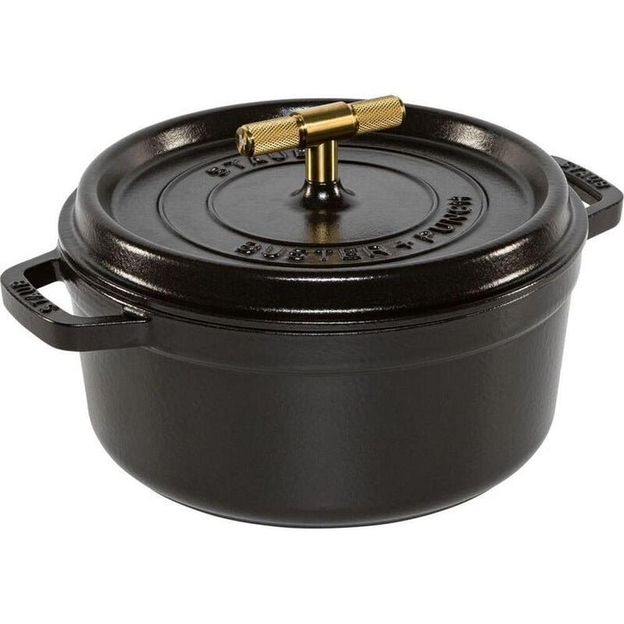 Staub La Cocotte Buster & Punch 24 Cm Rund, Schwarz, Gusseisen
